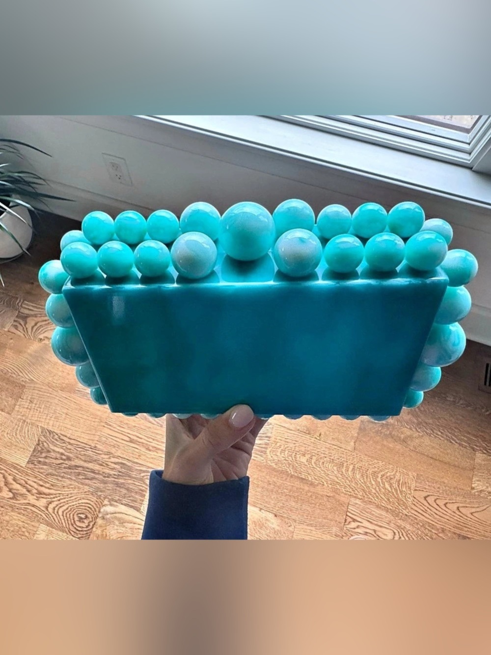 Beaded Clutch in Teal Blue - Like New